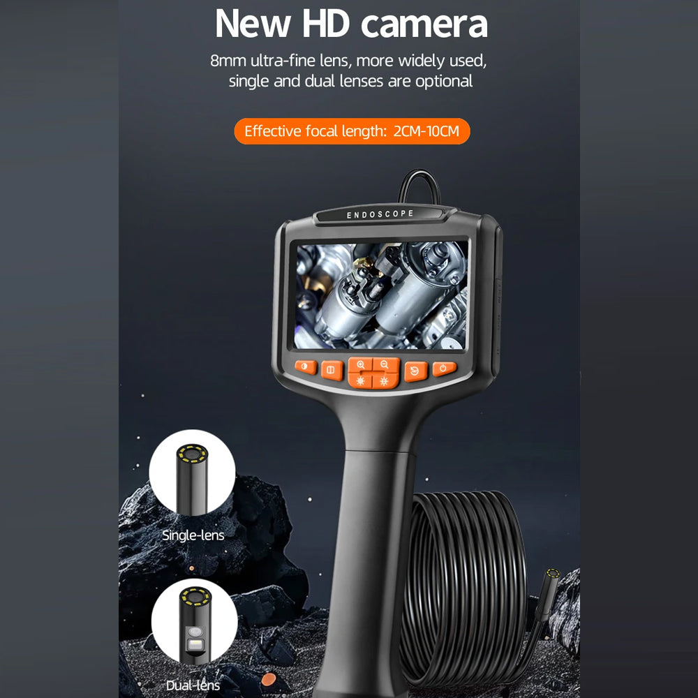 5m Dual Lens Endoscope Inspection Camera IP67 HD1080P with 4.3" IPS Screen