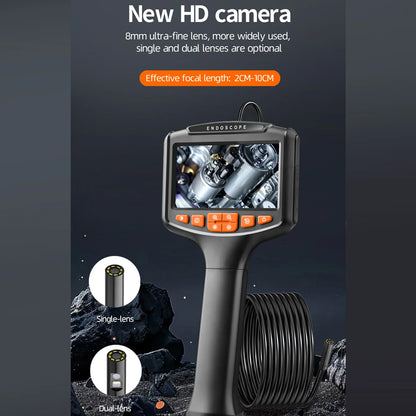 5m Dual Lens Endoscope Inspection Camera IP67 HD1080P with 4.3" IPS Screen