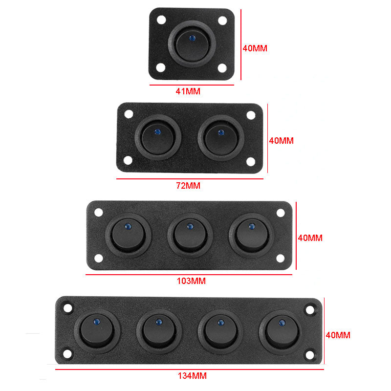 12/24V Single Rocker Button Switch on Panel with Blue LED Pre Wired with Screws