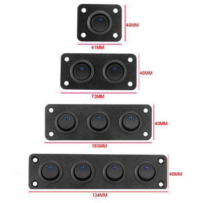12/24V Single Rocker Button Switch on Panel with Blue LED Pre Wired with Screws