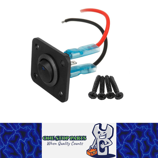 12/24V Single Rocker Button Switch on Panel with Blue LED Pre Wired with Screws