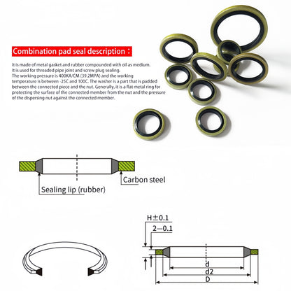 10 x M12 Washer Seal Bonded Washers Metal Rubber Oil Plug Gasket Sealing O Rings
