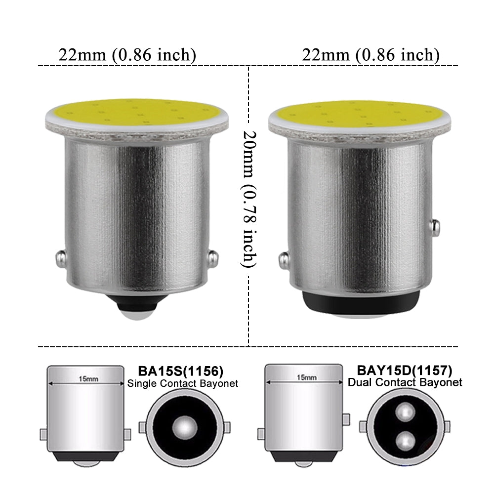 30 x Cool White BA15S 1156 12V COB Style Cool White Flat Face LEDs (30pcs)
