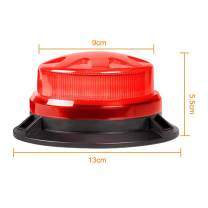 Red LED Emergency Strobe Light Magnetic Base Roof Flashing Beacon Warning Light
