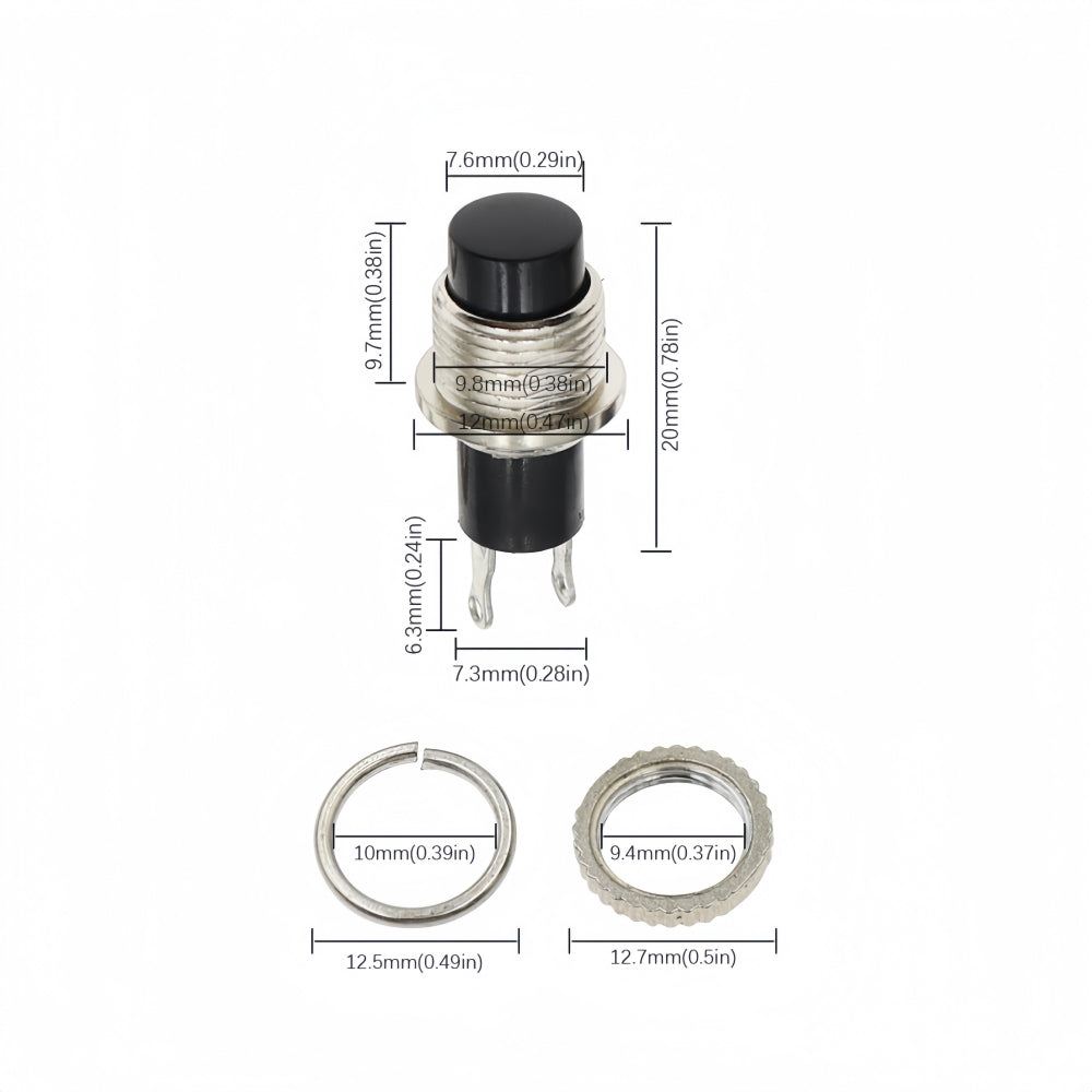 6 x Blue Push Button Switches Panel Mount 10mm Momentary OFF/ON SPST Switche Top