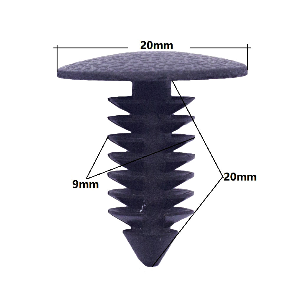 50 x 9mm Mixed Plastic Body Rivets Fasteners Suits 8mm Hole with 20mm Head 50pcs