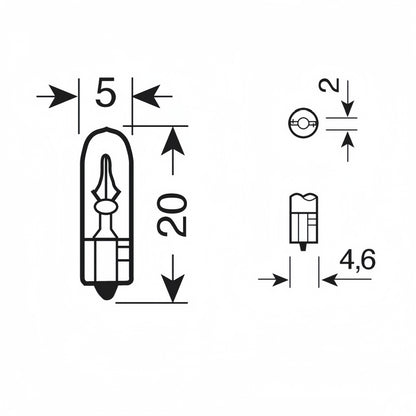 20 x 12V 1.2W T5 Wedge YELLOW Globes TYPE T-5mm Dashboard Coated Globes 20pcs