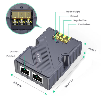 Starlink Gen 2 V2 150W GigE PoE Injector Converter 12V to 48V Adapter to RJ45