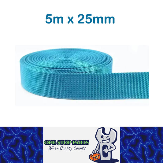 5m x 25mm SkyBlue Nylon Webbing Strap Safety Belt Knapsack Bag Leash Crafting