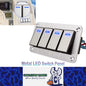 Metal 4 Gang Switch Panel 12V-24V LED Rocker Switch Panel for Car Truck Marine