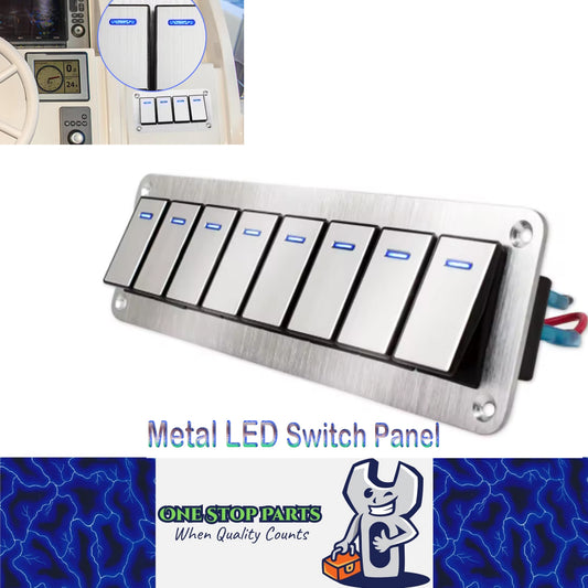 Metal 8 Gang Switch Panel 12V-24V LED Rocker Switch Panel for Car Truck Marine