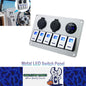 Metal 12V-24V 6 Gang LED Rocker Switch Panel with Voltmeter USB Port 12V Outlet