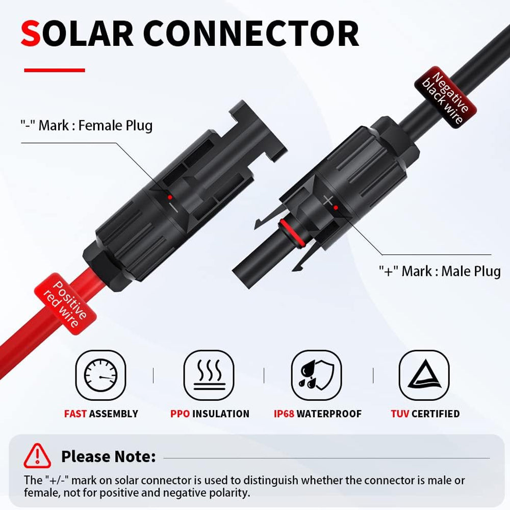 5M 12AWG 4mm² Solar Panel Cable 50A Anderson Plug To Solar Panel Connector