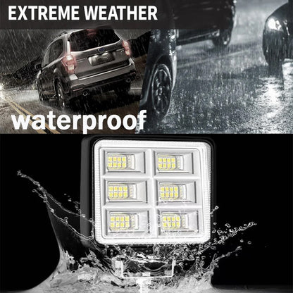 4 x LED Work Lights 144W Square 105mm 12V-24V 6500K Spot Beam LED Spotlights