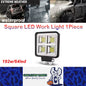 1 x LED Work Light 192W Square 105mm 12V-24V 6500K Spot Beam LED Spotlight