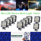 10 x Mini LED Work Lights Square 6.3CM 12V-24V 21W 6000K Spot Beam LED