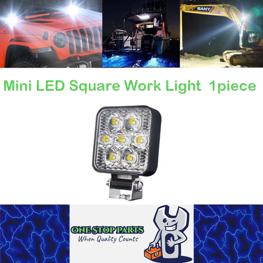 1 x Mini LED Work Light Square 6.3CM 12V-24V 21W 6000K Spot Beam LED Work Light