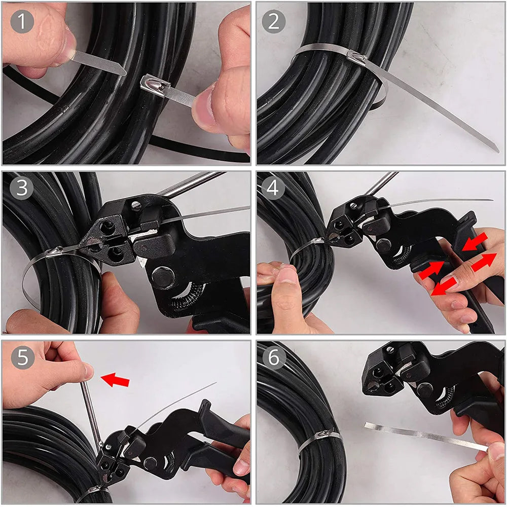 Stainless Steel Cable Tie Gun Zip Tie Tightener Tool with Tensioning & Cutting