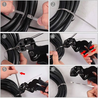 Stainless Steel Cable Tie Gun Zip Tie Tightener Tool with Tensioning & Cutting