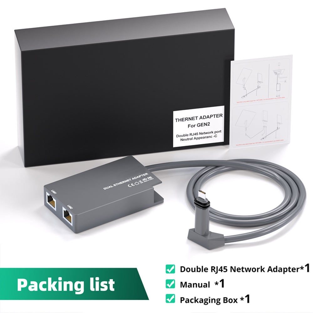 Starlink Ethernet Adapter for Starlink Gen 2 V2 Dish to Router and 2 RJ45 Ports