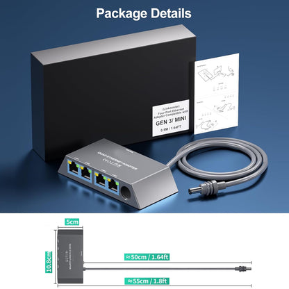 Starlink Ethernet Adapter for Starlink Mini Gen 3 Dish to Router and 4 RJ45 Port