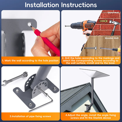 Starlink Gen 2 Wall Mount Kit Roof Mount Adjustable Angle for Starlink Gen 2