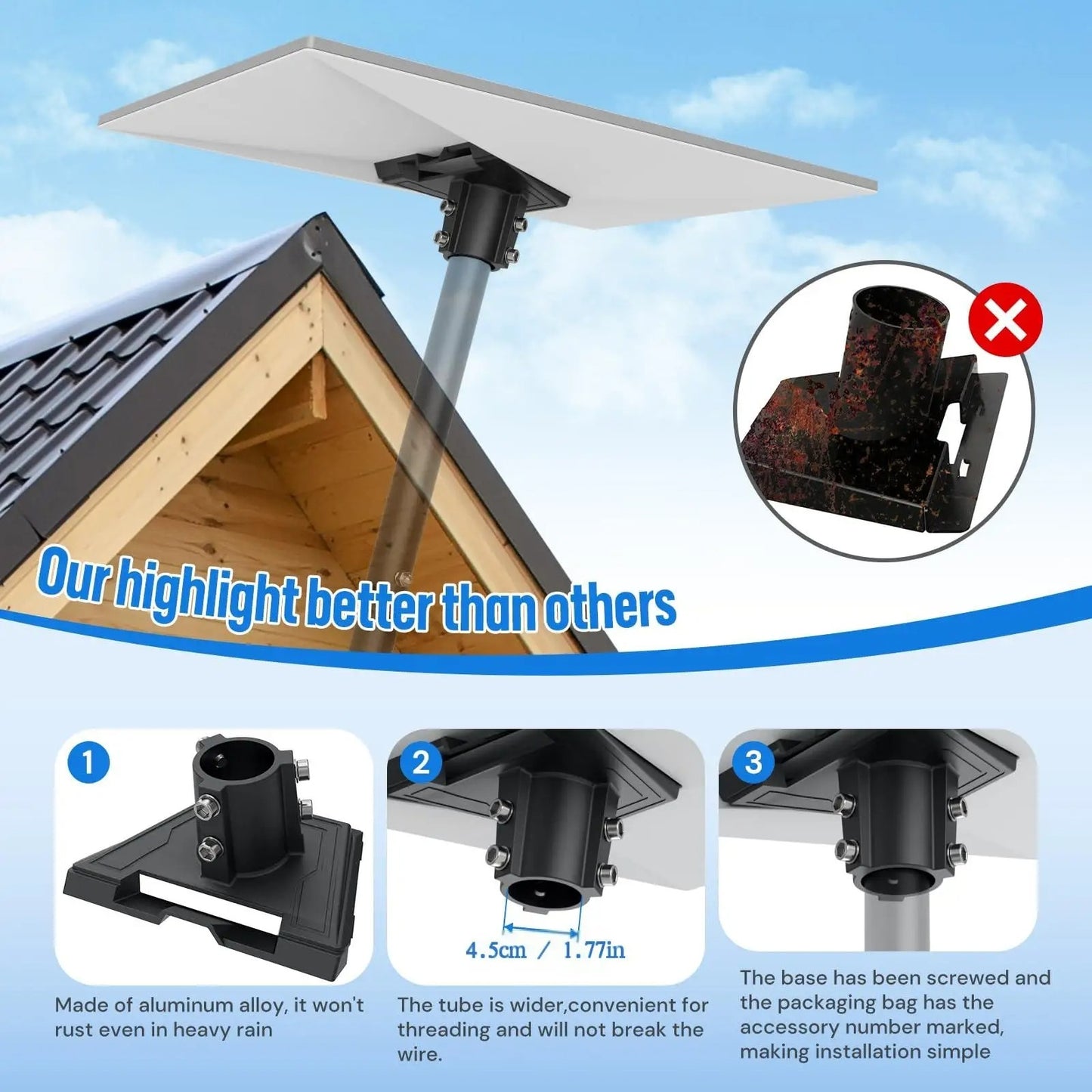 Starlink Gen 3 Mount Adapter Pipe Pole Bracket Kit for V3 Standard Antenna