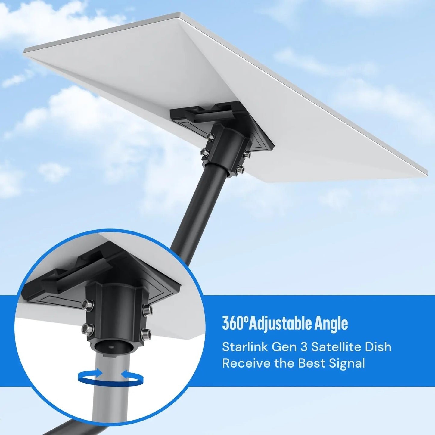 Starlink Gen 3 Mount Adapter Pipe Pole Bracket Kit for V3 Standard Antenna
