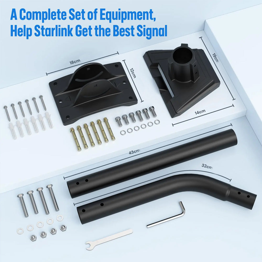 Starlink Gen 3 Wall Roof Mount Kit 75CM Adjustable Bracket with Pipe Adapter V3
