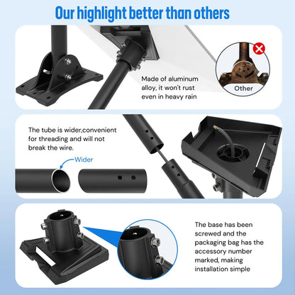 Starlink Gen 3 Wall Roof Mount Kit 75CM Adjustable Bracket with Pipe Adapter V3