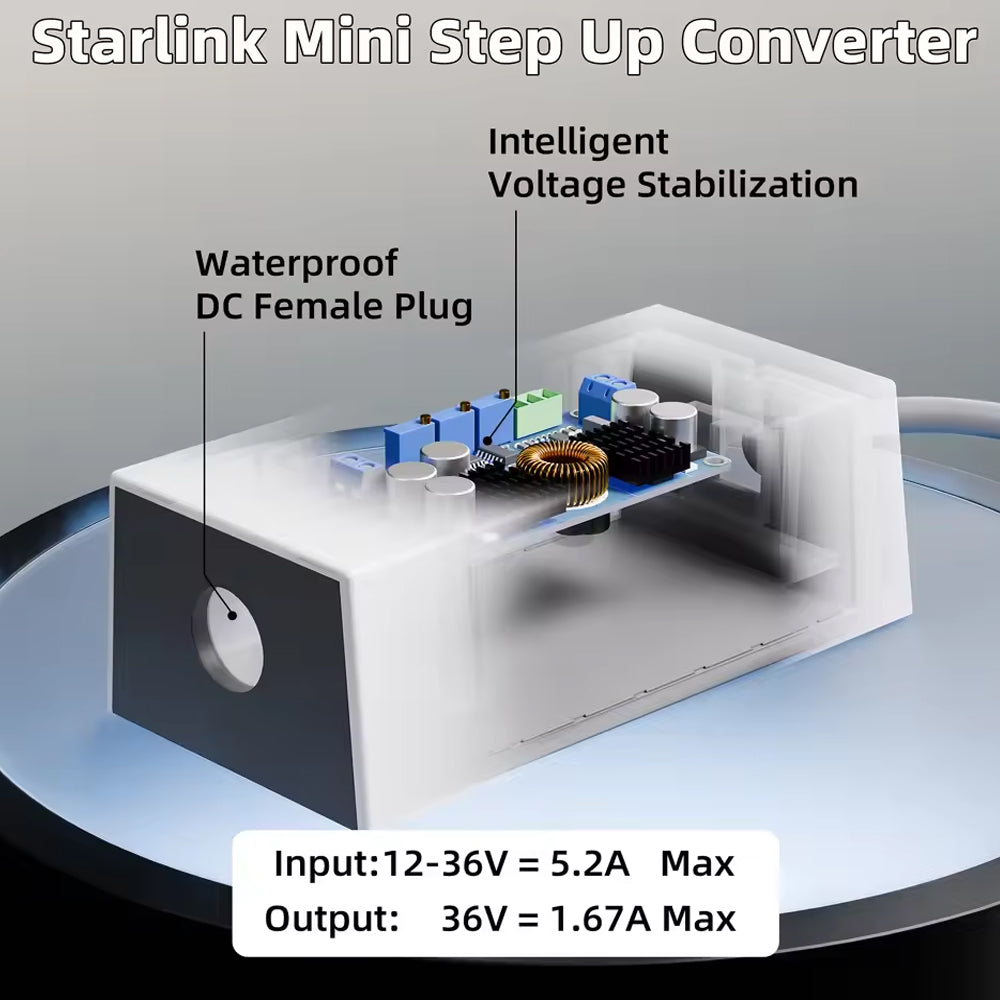 Starlink Mini Battery Cable O Ring to DC Female Converter 12-36V to 36V 1.67A