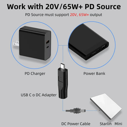 2 x Starlink Mini Cable Adapter DC Female to Type C PD100W Starlink Mini Adapter