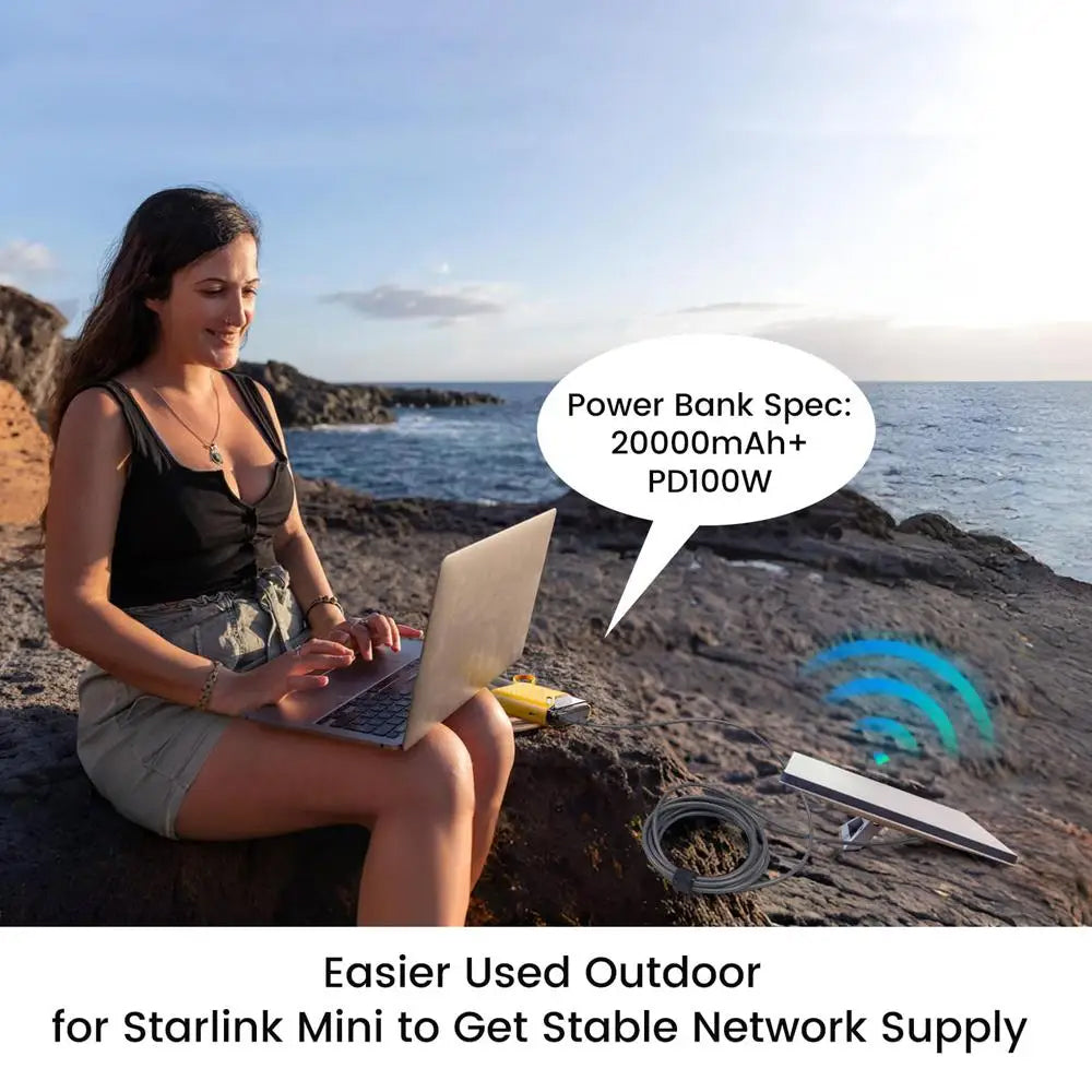 2 x Starlink Mini Cable Adapter DC Male to USB C Female PD100W for Starlink Mini
