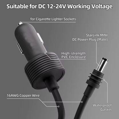 3M Starlink Mini Cable Car Cigarette Lighter Plug Adapter to DC Power Cord