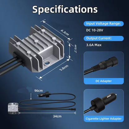 Starlink Mini Car Charger Cable 10V-28V to 30V 3.6A Step Up Converter with Plug