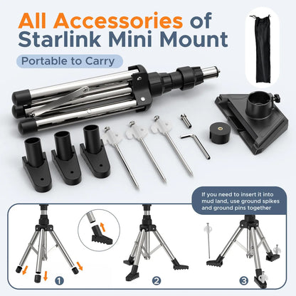 Starlink Mini Tripod Mount Adjustable Satellite Bracket for Outdoor Use Kit
