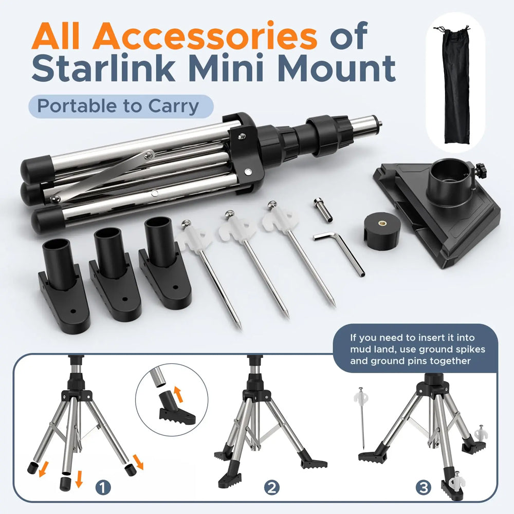 Starlink Mini Tripod Mount Kit Adjustable Height Angle for Starlink Mini