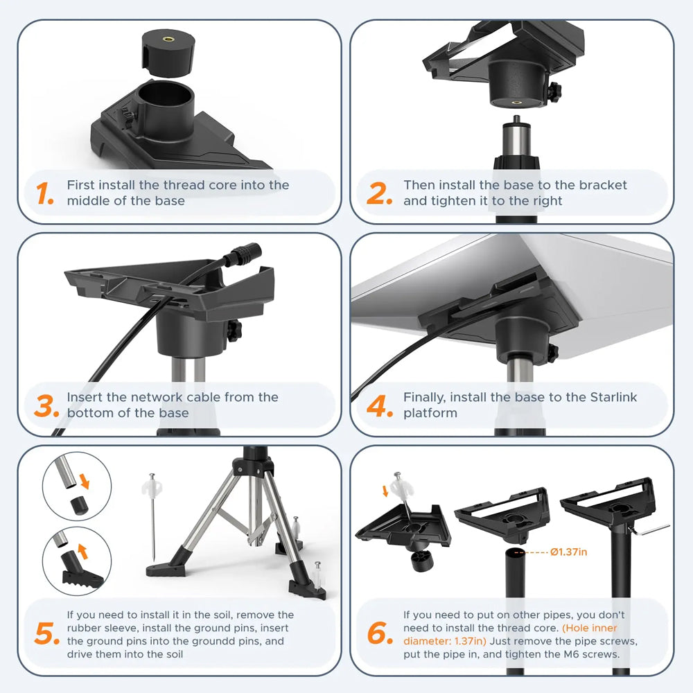 Starlink Mini Tripod Mount Kit Adjustable Height Angle for Starlink Mini