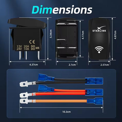 3 x Starlink Rocker Switch SPST 5 Pin On/Off 12V 24V With Wires Starlink Switch