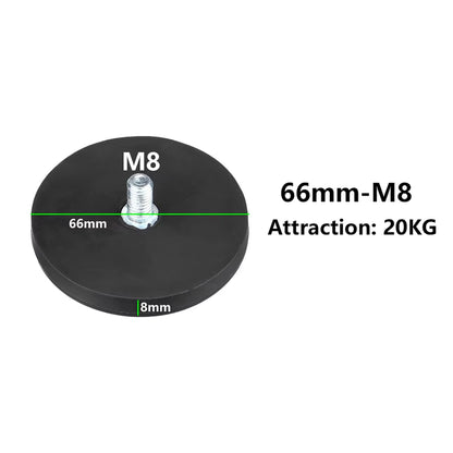 2pcs 66mm Strong Magnetic Base Mount Bracket with M8 Stud for LED Work Light Bar
