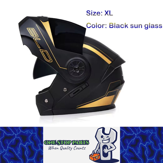 Black Size XL Motorcycle Full Face Helmet Men Women Dual Lens Sun Glass Helmet