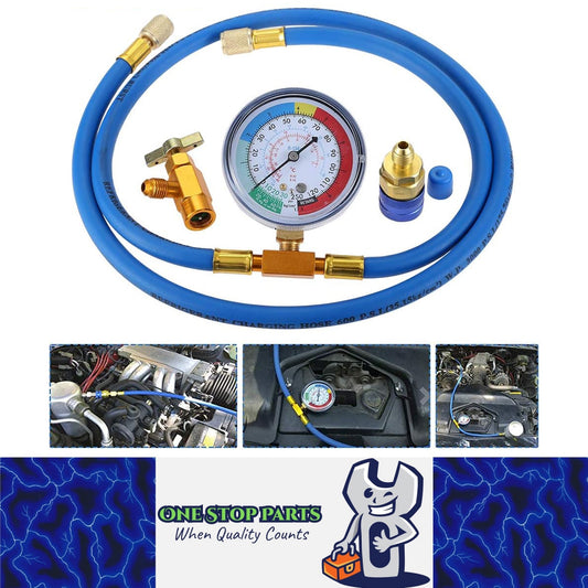 R134A Recharge Hose Kit with Gauge AC Refrigerant Charging Pipe Can Tap Adapter