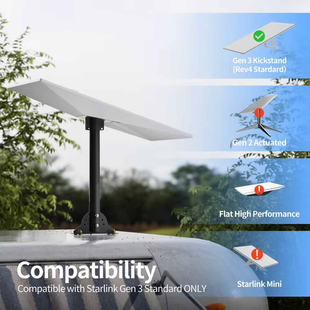 For Starlink Gen 3 Roof Mount Bracket Adjustable Angle 390mm Pole Wall Mount