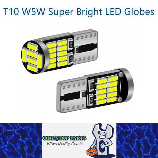 2 x T10 Cool White 26SMD 4014 Style Super Bright T10 LED Globes (2pcs)