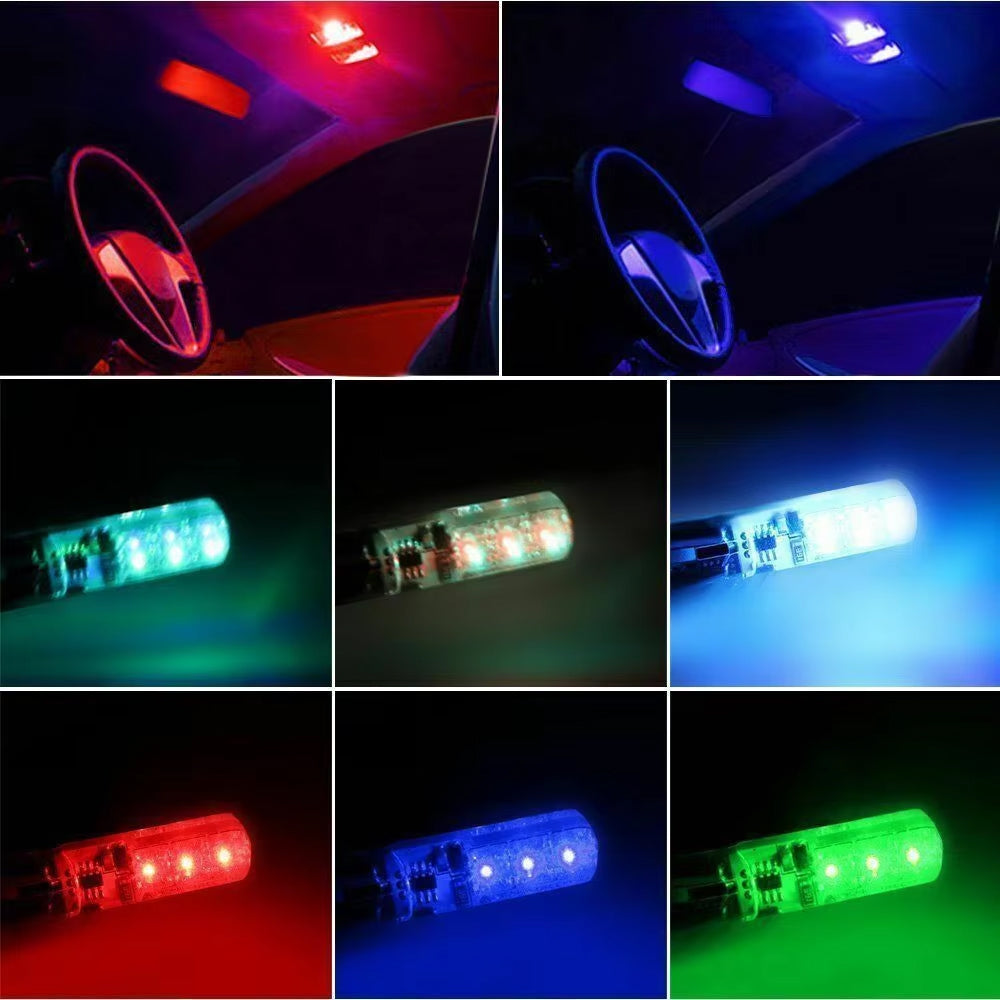 2 x Remote Controlled T10 12v LED Park Lights 7 Colours to select via remote