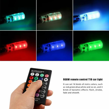 2 x Remote Controlled T10 12v LED Park Lights 7 Colours to select via remote
