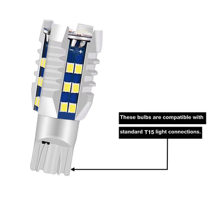 2 x T15 White LED 30x2016smd 12v-24v Multivolt Canbus LEDs 400lm White (2pcs)