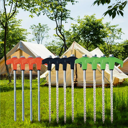 8 x Orange Tent Stakes 20CM Screw in Tent Pegs Ground Nails Stakes for Camping