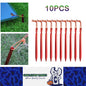 10 x Red Tent Stakes 18CM Tri-Beam Tent Pegs with Rope Ground Nails Stakes