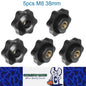 5 x M8 38mm Hand Tighten Nut 6 Petal with Hole Through Easy Tighten and Release